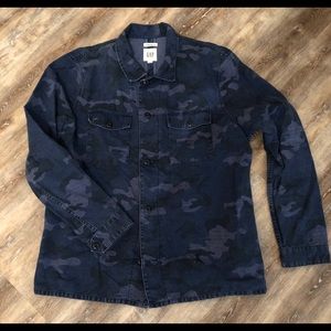 Men’s Blue Camo Button Down Jacket